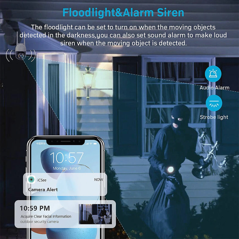 1080P PTZ Wifi IP Camera Outdoor Wireless PTZ Surveillance Security Video Cam Intelligent Two-Way Audio Night Vision Remote APP Monitoring Notifications Push Camera for Home Safety