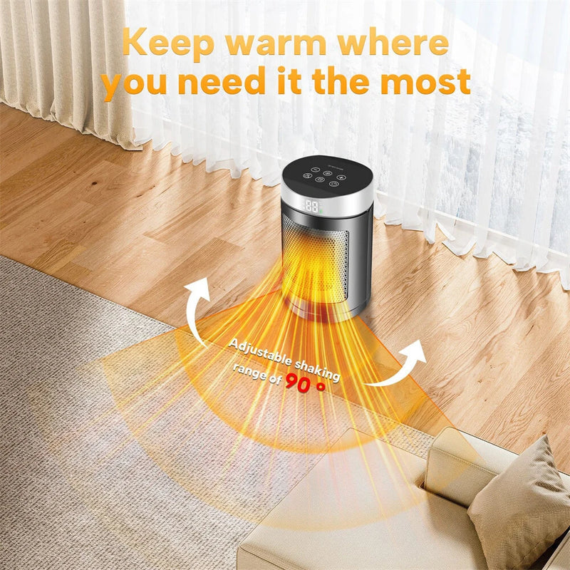 Tevorex 220V 1500W Smart Space Heater with Touch Screen & Remote Control, Automatic Temperature Control, Overheat & Tip-Over Protection for Home or Office