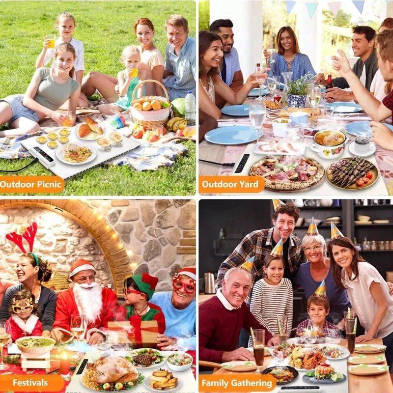 Multifunctional Silicone Insulated Food Warming Board Electric Food Warming Mat  3-Level Temperature Adjustable Compatible With Metal, Ceramic, Glass And Enamelware