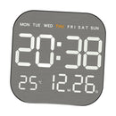 Metal Brushed Texture Digital Wall Clock Alarm Set Large Display Screen LED Alarm Clock Home Office Bedroom with Remote Control