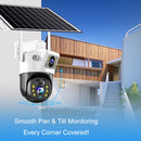 V380 Dual-Lens 4MP Solar Wireless WIFI IP Camera Outdoor 200MP+200MP 360-Degree View IP66 Waterproof Two-Way Audio PIR Motion Detection WiFi Security