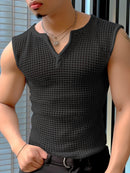 INCERUN Mens Tank Top Fashion V-neck Hollow Out Mesh Fabric Men Tops Clothing