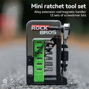 ROCKBROS 12-in-1 Portable Mini Bicycle Repair Tools Kit Multifunction Aluminum Alloy Bike Ratchet Wrench Screwdriver Maintenance Set for Road MTB
