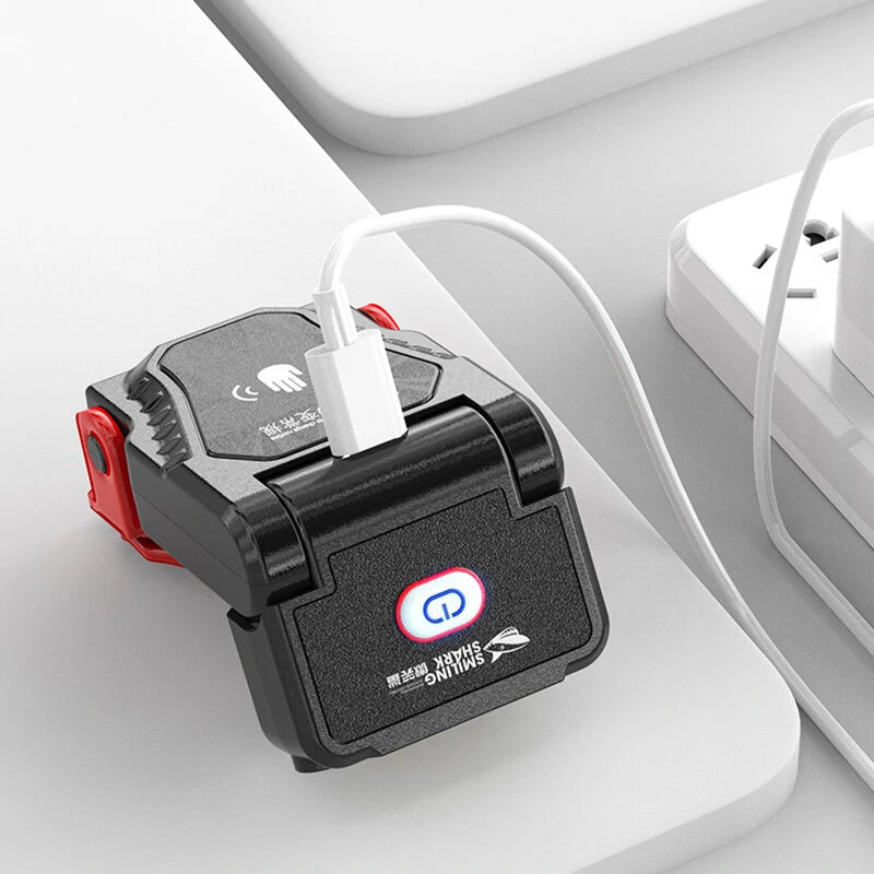 Smiling Shark Rechargeable Waterproof LED Cap Light Ultra Bright Hands Clip Lamp for Outdoor Activities Fishing Camping and Work Free LED Torch