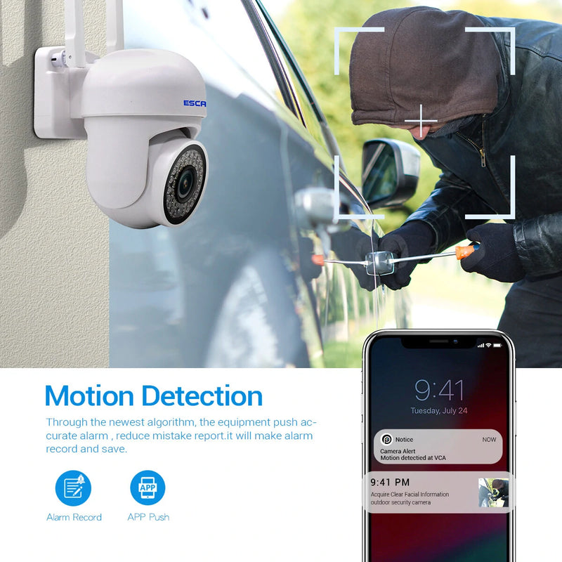 ESCAM PVR007 3MP 1296P Full Color Wireless PTZ IP Dome Camera H.265 IP66 AI Humanoid Detection Home Security CCTV Baby Monitor