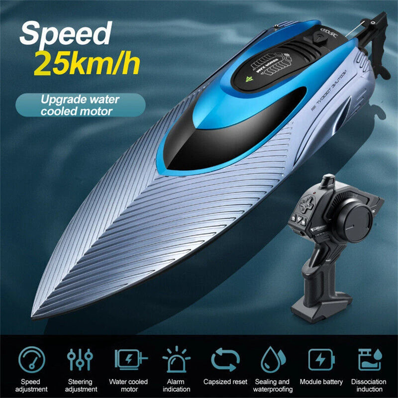 4DRC S3 2.4G 25km/h RC Boat Fast High Speed Capsized Reset LED Light Water Model Remote Control Toys RTR Pools Lakes Racing Kids Children Gift