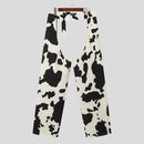 INCERUN Men Pants Fashion Milk Print Scooped Pants Summer Party Button Trousers Male Clothing Bottoms