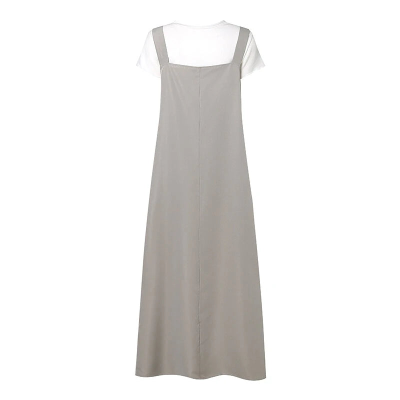 ZANZEA Women Maxi Dress Solid Color Wide Halter Dress Comftable Workwear Wide Straps Long Dress Plus Size