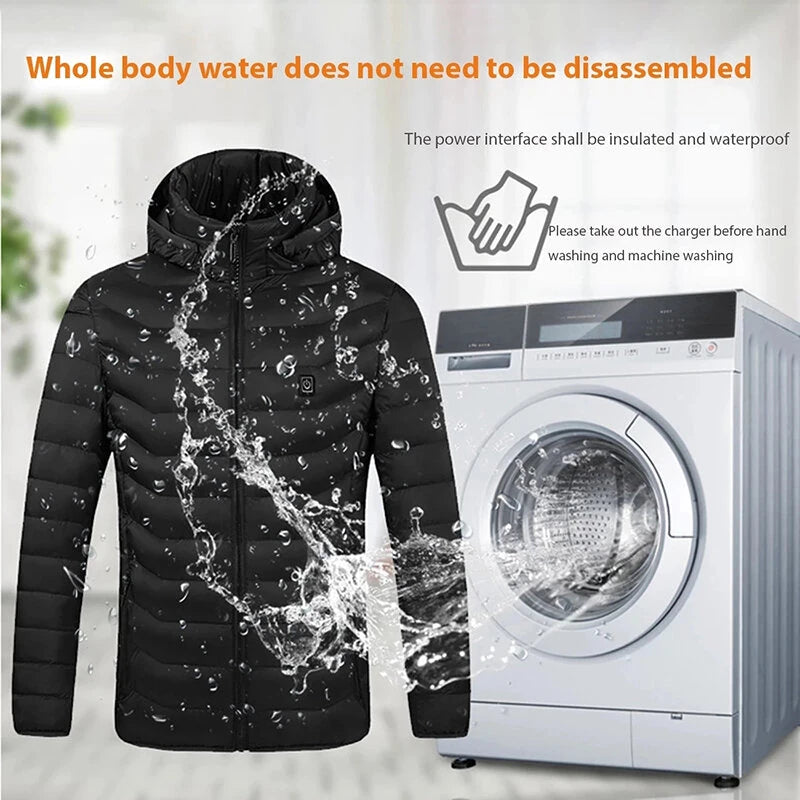 TENGOO HJ-09A 9 Areas Heating Jacket USB Winter Outdoor Electric Heated Jackets Warm Sports Thermal Coat Clothing Heatable Cotton jacket