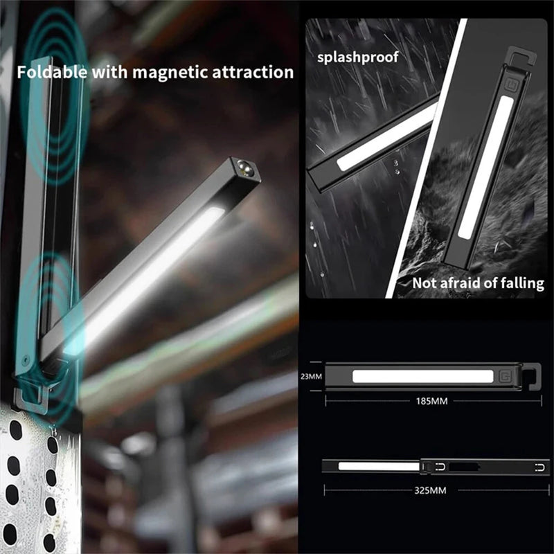 Portable LED +COB Mini Nursing Strong Light Rechargeable Emergency Ruler Work Light Flashlight Light With Magnet Maintenance Light