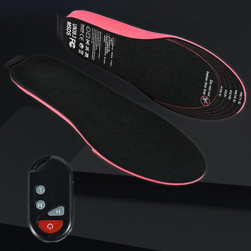 TENGOO 1 Pair EVA Unisex Electric Heated Insoles Wireless Remote Control Thermal Rechargeable Smart Heating Warm Pad for Winter Sports