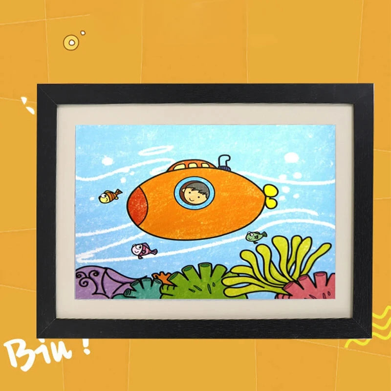 2pcs Children's Art Frames A4 Front Hole Art Frame for Kids 2 Wooden Picture Frames for 50-200 Photos