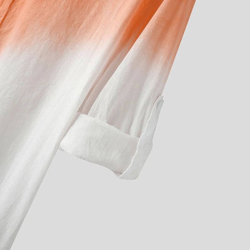 INCERUN Mens Gradient Print Front Buttons Long-Sleeve Casual Shirts