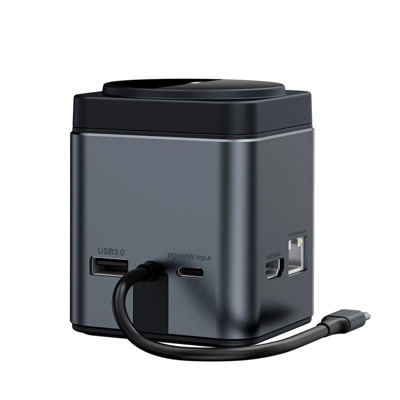 BlitzWolf BW-TH17 9 in 1 Type-C Docking Station Magnetic 15W Wireless Charger Stand USB-C HUB with USB3.0*3 HD 4K@30Hz Gigabit RJ45 SD/TF Card Slot  PD 100W