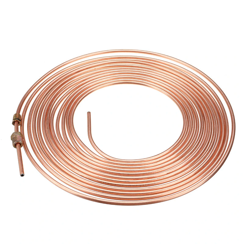 Universal 25Ft Copper Nickel Brake Line Tubing Kit 3/16" OD with 15Pcs Nuts