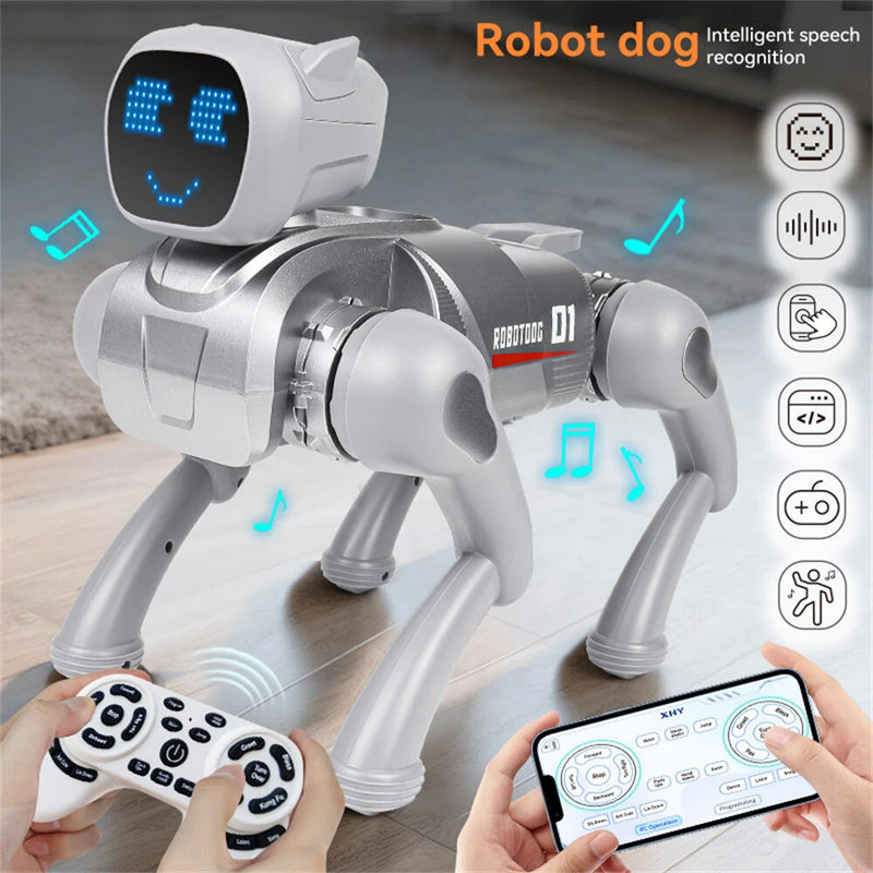 2.4GHz Remote Control Mechanical AI Intelligent Robot Dog Programming Interactive Toy Voice App Bluetooth Control for Children Gift