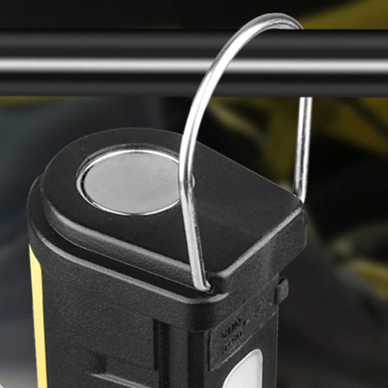 Powerful Dual Light Source Flashlight Handheld Folding Lamp Camping Working Torch USB Charging Digital Display with Magnet Car Inspection Outdoor Red Warning Flash Light