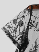 INCERUN Men T-shirts Fashion See-through Embroidered Flowers Mesh T-shirt Summer Mens Top Short Sleeve Streetwear Men Clothing