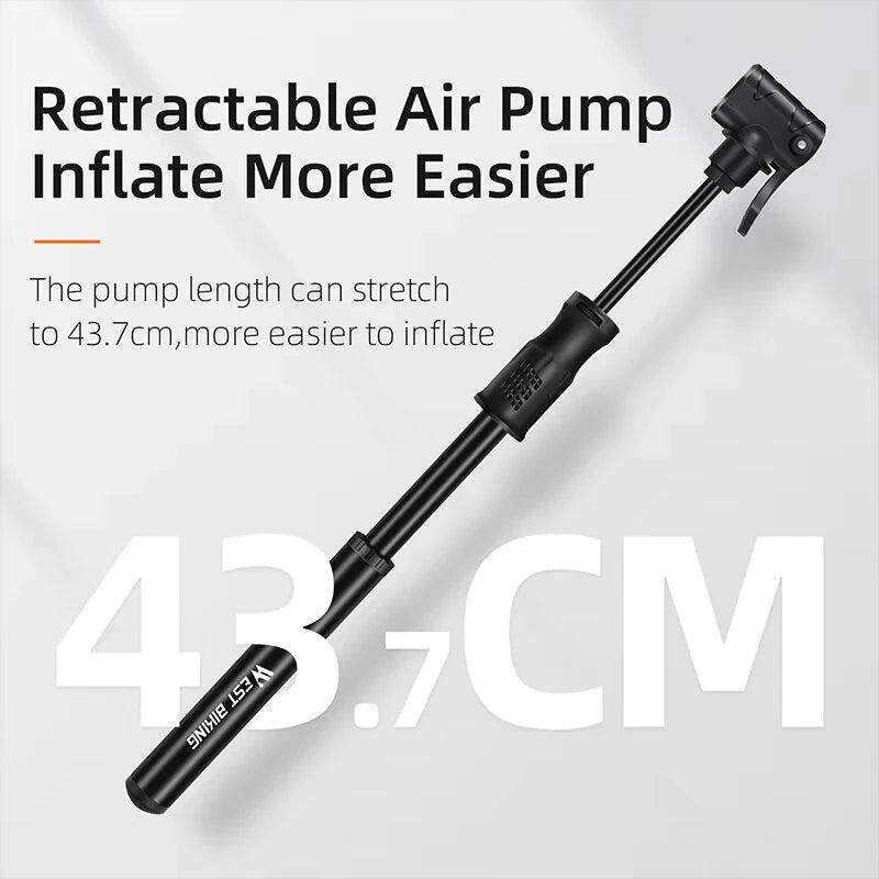 WEST BIKING 100PSI Mini Bicycle Air Pump Portable Hand Pump Hose MTB Mountain Road Universal Schrader Presta Valve Waterproof Tire Inflator for Ball Cycling
