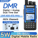 Baofeng DR-1802U Digital Two Way Radio Dual Mode Dual Time Slot 1024 Channels 5W High Power UHF 400-470MHz Type-C Charging Long Range Handheld Walkie Talkie