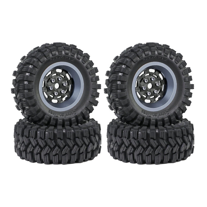 4PCS Upgraded Tires Carbon Fiber Wheel Rims for FMS SCX24 TRX4M 1/18 RC Cars Vehicles Models Spare Parts Accessories