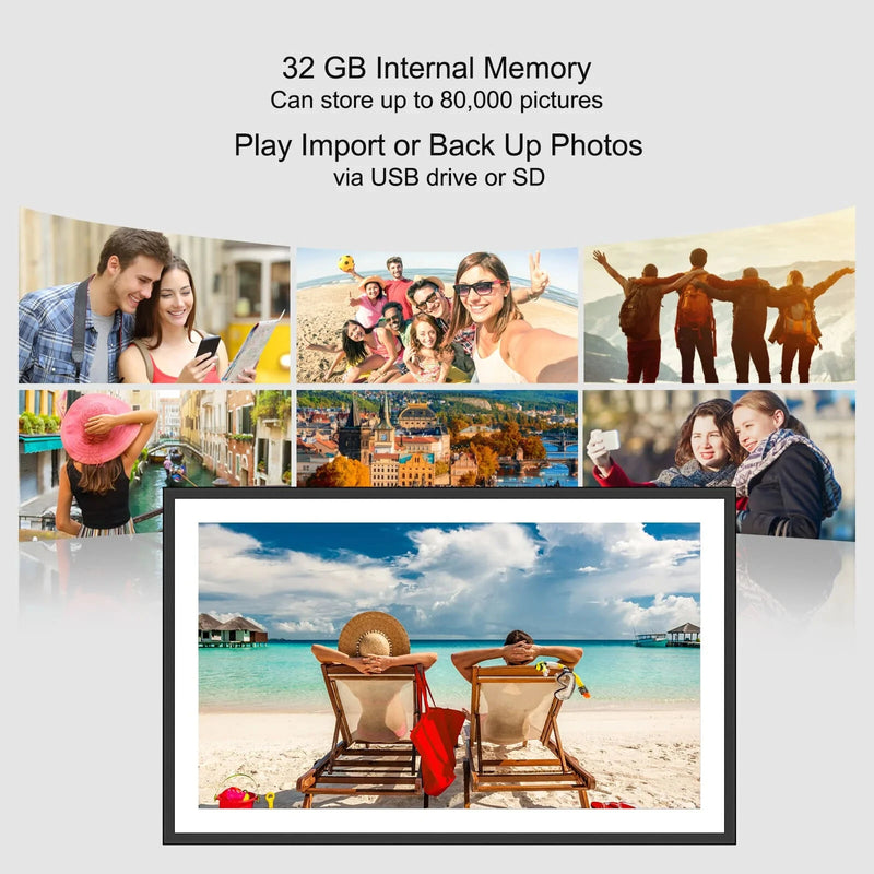 Frameo 10.1"  HD  IPS HD Touch Screen Digital Photo Frame WiFi Cloud Frame Digital Picture Frame 32GB Smart WiFi Digital Photo Frame with 1280x800 Wall Mountable