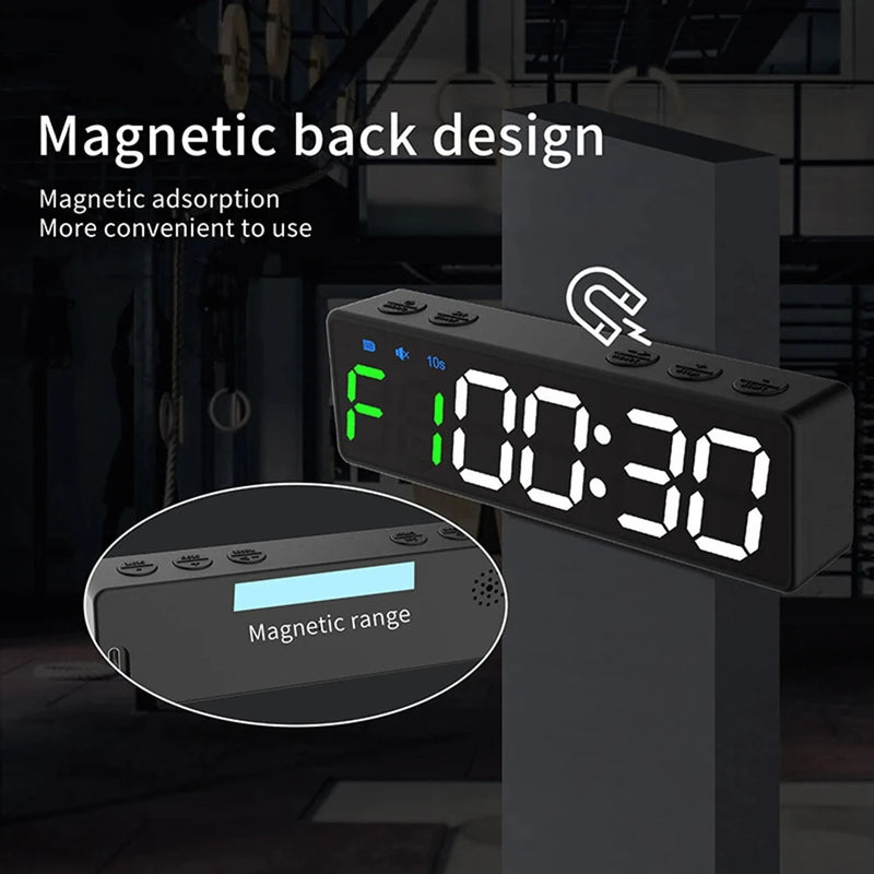 Mini Gym Timer Stopwatch Rechargeable Stopwatch Portable Countdown/up Clock with Magnetic Back for Home Gym Fitness Training