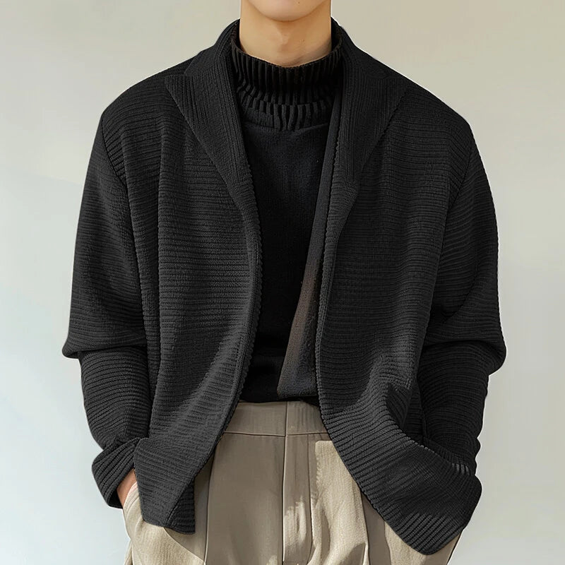 INCERUN Mens Knitted Polo Collar Long Sleeve Cardigan Comfortable Fashion Solid Color Men Top for Spring Fall Winter