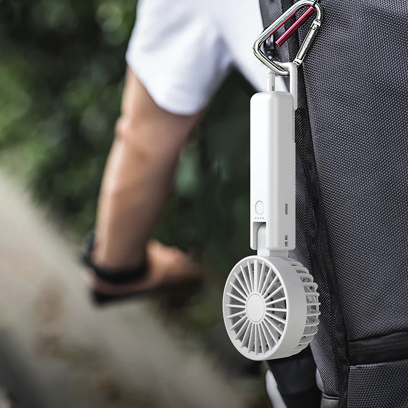 2000mAh USB Mini Fan Double Blade 180 Adjustable Handheld Fan Dual Motor 4 Wind Speed Foldable Neck Hanging Small Fan