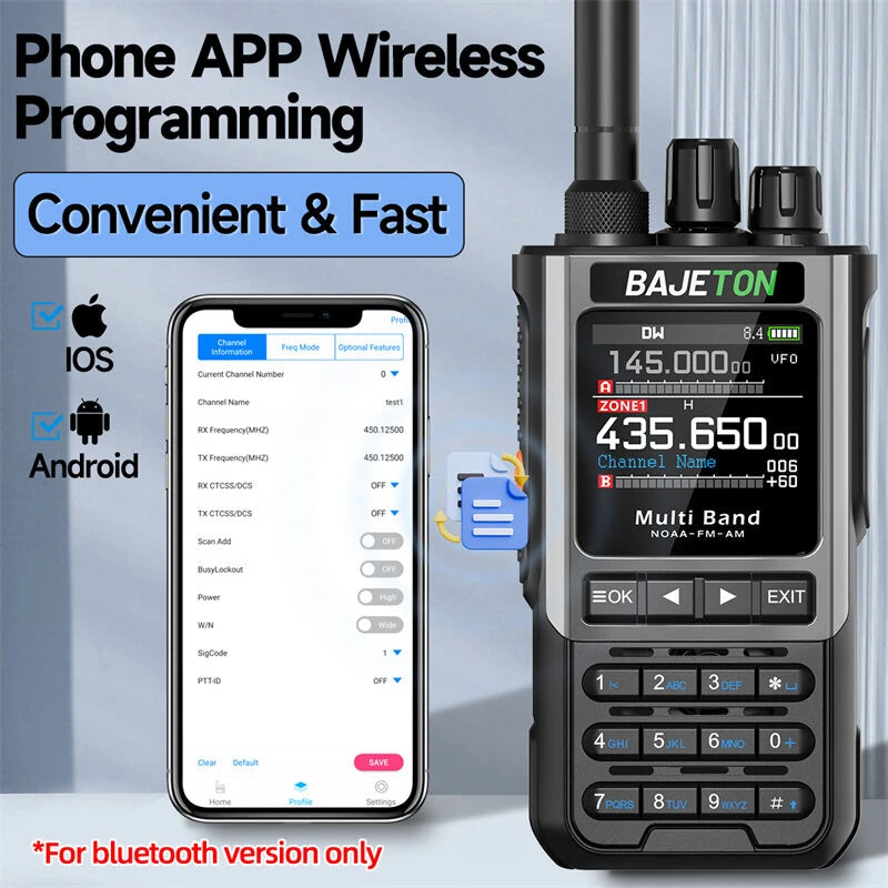 Bajeton BJ-8300 10W Multi Band Handheld Radio bluetooth Programmable NOAA Weather Alert Spectrum Analyzer SW MW LW AM SSB CB Transceiver Two-way Radio Walkie Talkie