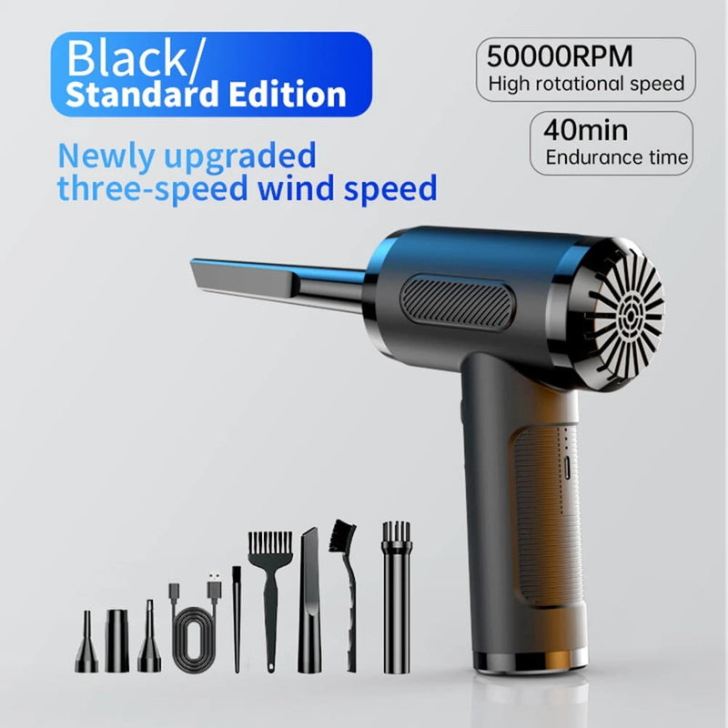 50000RPM Portable Suction Machine Dust Blower for Car Indoor Office Blowing Suction Integrated Handheld Air Pump High-Power Computer Case Keyboard Cordless Dust Blower