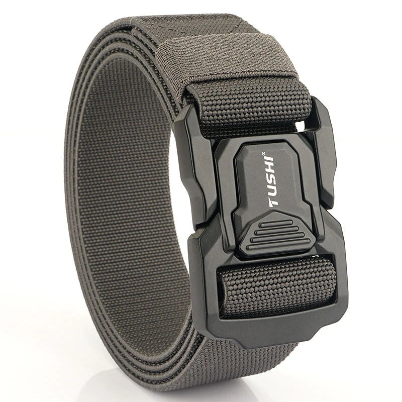 TUSHI Metal Quick Release Pluggable Buckle Tactical Belt Breathable Elastic Belt For Men Cowboy Outdoor Stretch Hunting Waistband