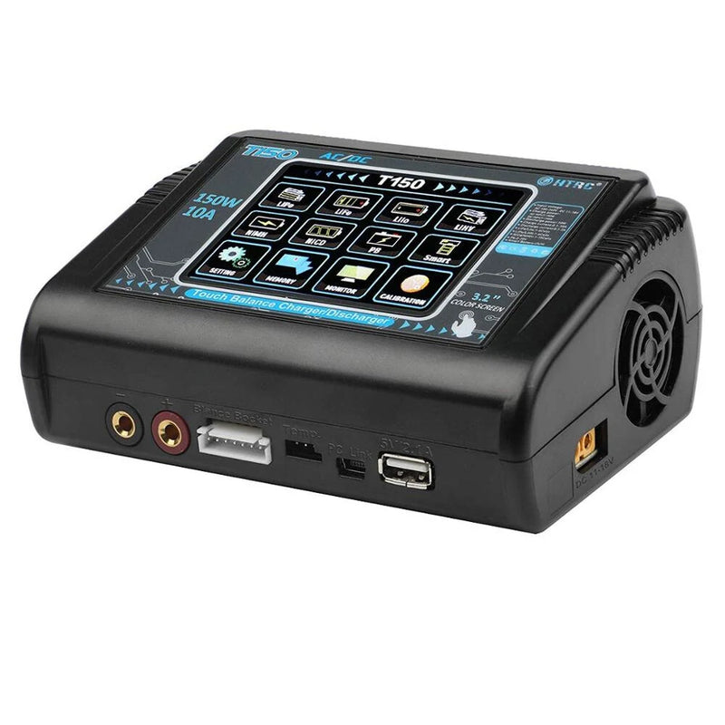 HTRC T150 AC/DC 150W 10A Touch Balance Smart Charger Discharger for LiPo LiHV LiFe Lilon NiCd NiMh Pb Battery