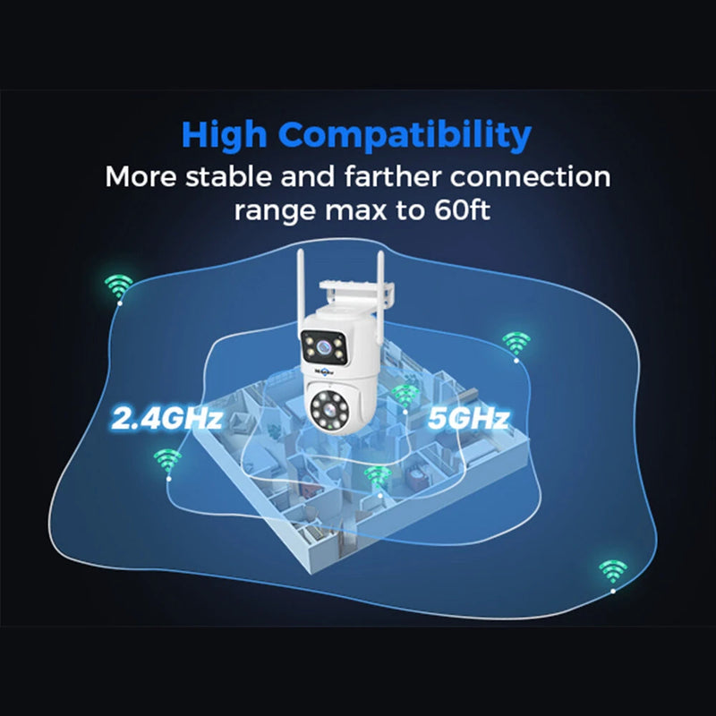 Hiseeu 2 Pack 6MP WIFI IP Camera Wireless Security Camera 5G 2.4G WiFi Dual Lens PTZ Outdoor Motion Tracking Color Night Vision