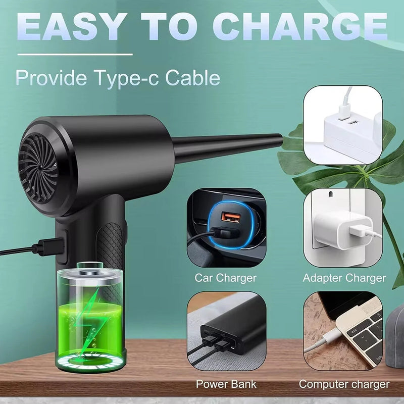 51000RPM Rechargeable Cordless Handheld Dust Blower with Cleaner Brush Portable Electric Compressed Air Duster Electronics Cleaner Dust Blower