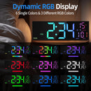 16 Inch Large LED Digital Wall Clock With Remote Control Dymamic RGB Display Automatic Brightness Date Temperature Night Light Gym Clock Suitable For Living Room Bedroom Office Wall Decoration