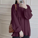 ZANZEA Women Shirt Fashion Long Sleeve Solid Blouse Vintage Ruffles Tops Loose Fit Blouse Top for Women S-5XL