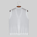 INCERUN Mens Tank Top Solid Color Hollow Out Vests Top Summer Cool Button Undershirt Top Fashion Male Clothing