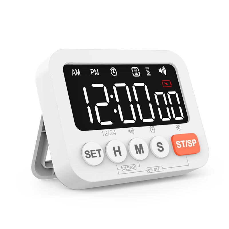 LED Digital Display Alarm Clock Timer Clock Timer Kitchen Baking Countdown Timer Time Reminder with 4 Brightness Levels Adjustment
