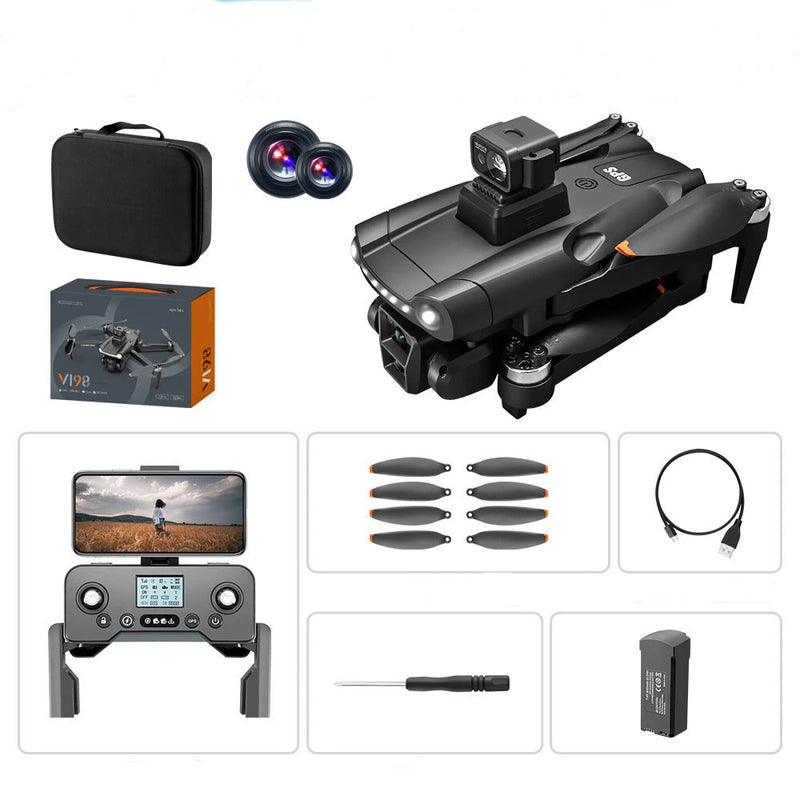 WLRC V198 PRO MAX GPS 5G WiFi FPV with 1080P HD Dual Camera Servo Gimbal 360 Obstacle Avoidance Optical Flow Hover Brushless Foldable RC Drone Quadcopter RTF