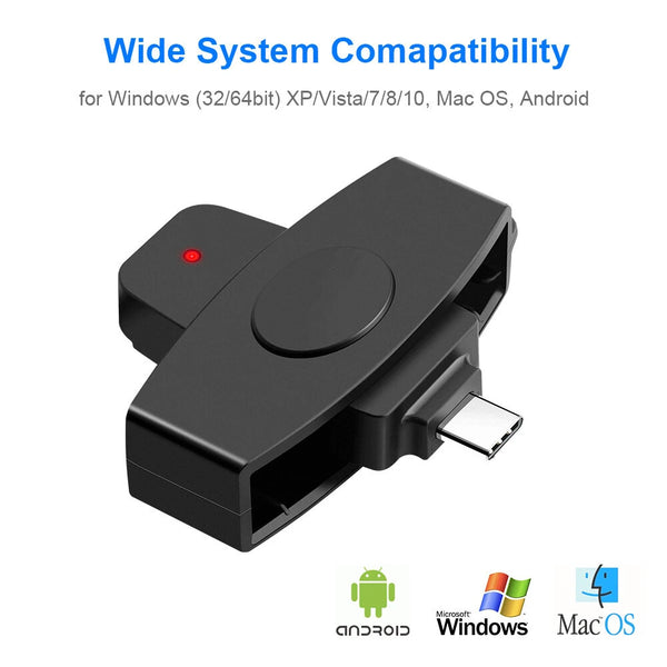 Multi-function Smart Card Reader Type-C CAC Card Government ID National ID Online Banking Digital Signature Compatible with Windows Android NFC Devices