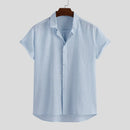 INCERUN Mens Summer Casual Cool Comfort Solid Color Lapel Shirts