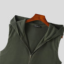 INCERUN Zip-Up Hooded Tank Top for Men Comfy Solid Color Men Vest Summer Daily Sleeveless Male Clothing