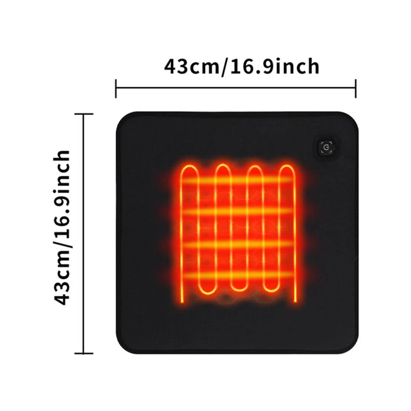 IPRee USB Heated Stadium Seat Cushion with 3 Adjustable Temperature Levels & 10H Auto Shut-Off - Portable Foldable Heating Pad for Sports Events, Outdoor Activities, Hiking, Office, Fishing, Home Travel