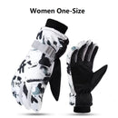 Unisex PU Leather Waterproof Ski Gloves Anti-slip Touch Screen Motorcycle Cycling Fleece Warm Snow Sports Snowboard Winter Gloves