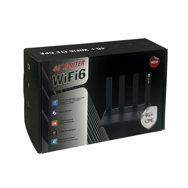WR800 4G LTE WiFi 6 Router 4 Gigabit Ports SIM Card Slot Mesh Networking External Antennas 600Mbps High-Speed Internet for Home Office Plug and Play
