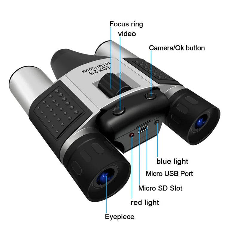Digital Camera Telescope Portable 10X25 Zooming Binoculars Digital Camera Telescope Telescope Camera Digital Camera Computer Camera  for Outdoor Sport DVR Video Record DT08
