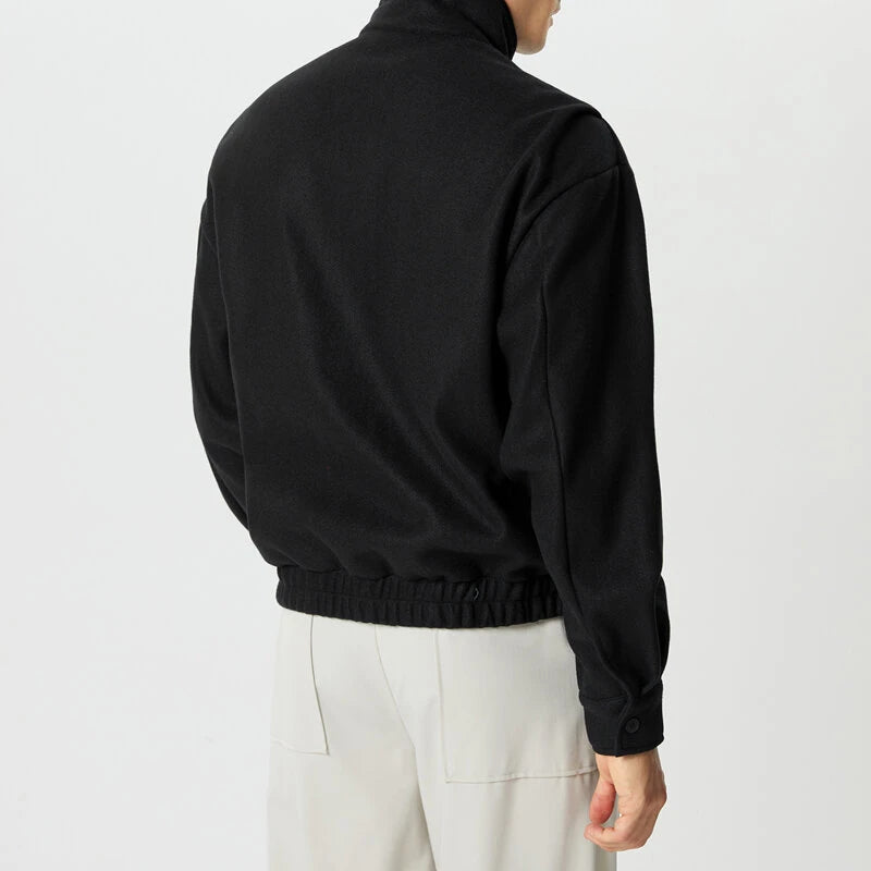 INCERUN Mens Solid Stand Collar Button Front Jacket Casual Fall Winter Outwear Top with Pockets S-5XL