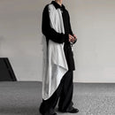 INCERUN Mens Patchwork Mid-Length Loose Long Sleeve Shirt Casual Fashion Design Lapel Top for Men Plus Size, Spring Fall