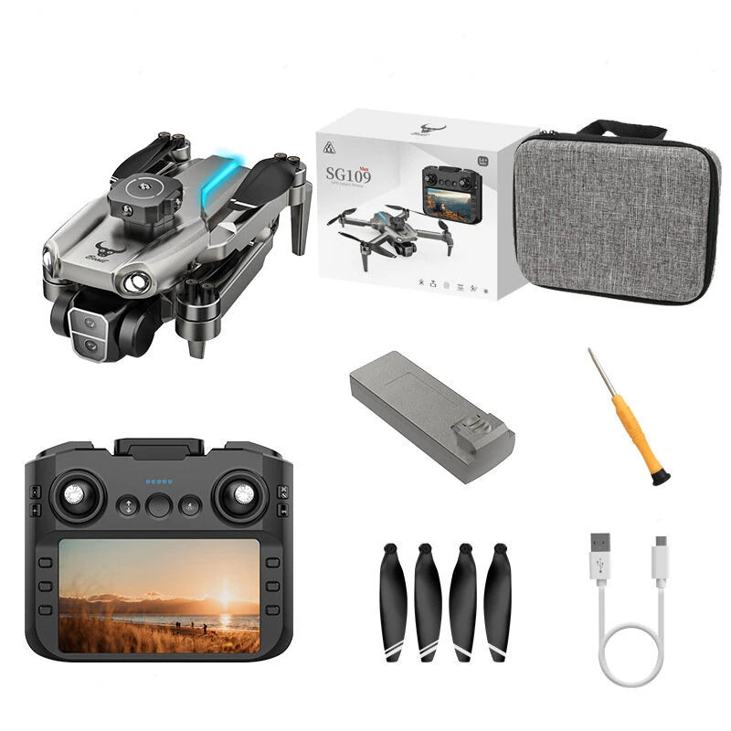 ZLL SG109 MAX GPS 5G WiFi FPV with 5.9inch LCD Screen Controller HD Dual Camera Electric Adjustment 360 Obstacle Avoidance Optical Flow Positioning Brushless Foldable RC Drone Quadcopter RTF